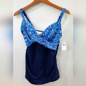 LANDS END Tankini Top SIZE 4 NWT Blue Mosiac